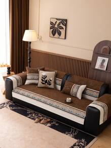 1 Pieza de cojín de sofá de chenilla de moda, material de chenilla suave y pegajoso, de lujo ligero, simple y atmosférico, de textura lujosa y de alta gama, a prueba de polvo, antideslizante, anti arañazos de gato, funda de sofá universal para todas las estaciones, decorativa y protectora de sofá, adecuada para dormitorio, sala de estar, estudio, oficina y coche