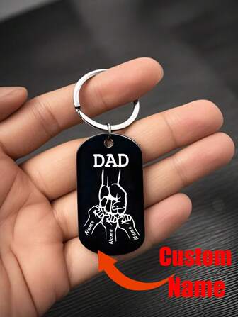 1 pièce Porte-clés personnalisé en acier inoxydable pour papa - gravé sur mesure avec 1 à 4 noms, élégant - cadeau parfait pour la fête des pères, coloré, mignon, adorable, amusant, kawaii, Y2K, élégant, unisexe, décontracté, personnalisé, unique, idéal pour lui, idéal pour les élèves de collège, lycée, université, étudiants de première, deuxième année