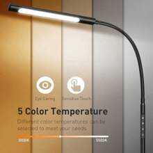 Desk Light With Remote Control, Eye-Caring Gooseneck Desk Lamp, Adjustable Brightness & Color Temperatures, Modern LED Clamp Light With Memory & Timer Function, 12W, Matteblack