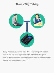 Teléfono fijo con identificador de llamadas, teléfono alámbrico de escritorio para oficina/hotel/hogar con manos libres, sistema telefónico de línea dual