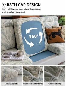 1pc Plush Jacquard Anti-Slip Sofa Seat Cover, Soft & Skin-Friendly, Modern Design, Pet/Scratch Resistant, Suitable For L-Shaped Sofa And 1/2/3/4-Seat Sofa, Applicable For All Seasons (Sold Individually) - Blue - View 9