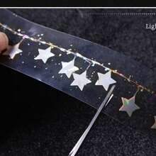 1 卷 2M 星形串灯和纸胶带、复古创意美学贴花、DIY 装饰拼贴工艺材料、节日礼物、个性化剪贴簿学校用品 - 彩色 - 查看 10