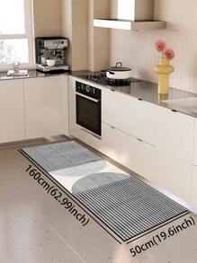 1 件创意条纹半圆形图案硅胶厨房地垫，轻质奢华简约风格，缓冲抗疲劳，吸水防滑厨房地毯，适用于厨房、浴室、入口、洗衣房 - 彩色 - 查看 6