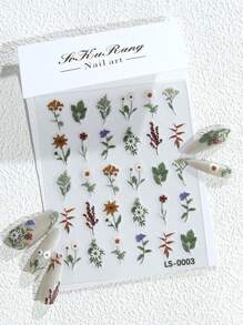 5D Plant Embossed Nail Art Stickers, 3D DIY Nail Decoration, Scrapbooking Stickers For Women