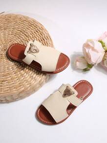 动物图案装饰绑带凉拖鞋，儿童轻便休闲室内/室外拖鞋，男女通用夏季新款时尚人字拖 - 白色 - 查看 8