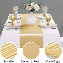 Juego de camino de mesa de satén, 1 camino de mesa y 6 servilletas, mantel de mesa de seda satinada largo, adecuado para boda, fiesta, ceremonia de graduación, decoración de cumpleaños