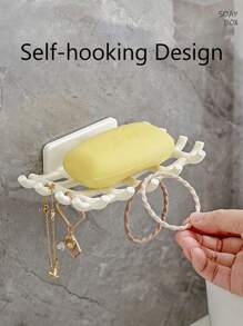 Soap Bar Holder For Shower Wall, Self Draining Soap Dish With Hooks, No Drilling, Bathtub Kitchen Sink Waterproof Adhesive Wall Mounted Dish.Creative Drainage Soap Box Wall-Mounted Shelf Household No-Hole Bathroom Soap Box Bathroom Kitchen Storage Supplies. Back To School