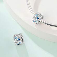 1 件镀银星光神秘星系闪耀宇宙轨迹星夜流动蓝色编织梦幻翅膀恶魔之眼鸢尾花（友谊长存）丰收葡萄羽毛彩色安全扣按扣适用于原创蛇形手链项链手链串珠 DIY 珠宝制作送给女朋友的奢华礼物 - W-PAC1629 - 查看 5