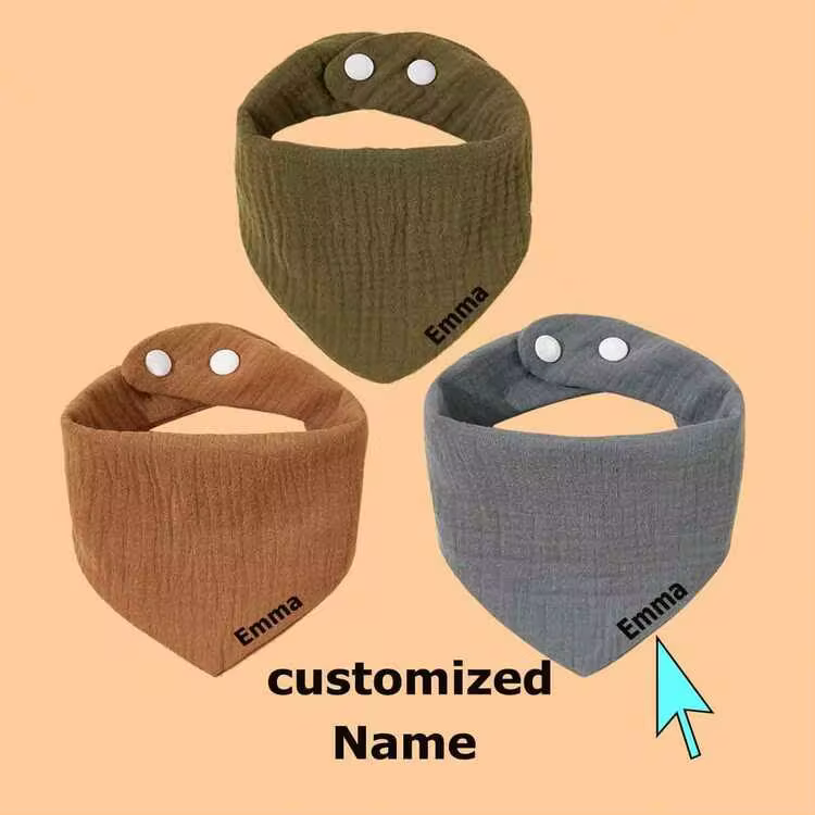 3 Pcs Baby Drool Bib, Customized Letter Embroidery, Solid Color Soft Absorbent Drool Bibs For Boys & Girls - Multicolor - View 1