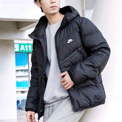 Nike Men's Casual Hooded Down Jacket, Sporty & Comfortable Warm Outerwear, Style: DV1132-010