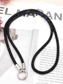 1 件长款全水钻双扣手机挂绳项链，适合女士，时尚简约防丢失防摔手机带，带随机垫配件，适合送给母亲、家人、朋友、生日、节日的手机挂饰、手机链 - 彩色 - 查看 6