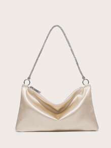 Women's Shoulder Bag Evening Bag Imitation Rhinestone Solid Color Lightweight Fashionable And Simple For Going Out - Apricot - View 2