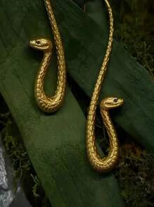 1 par de pendientes con ganchos de oreja con forma de serpiente dramática y creativa, con diseño de signo zodiacal - Multicolor - Ver 3