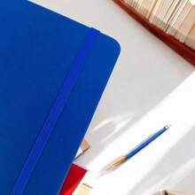 PromoClick Mini Polyurethane Notebook With 80 Lined Sheets And Elastic Band To Hold The Cover. - Navy Blue - View 2