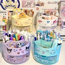 Sanrio Draaibare opbergdoos voor pennen, leuke opbergdoos voor op het bureau met meerdere lagen, beschilderde opbergdoos van kunststof, perfect cadeau voor liefhebbers van kantoorbenodigdheden
