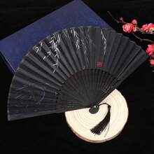1pc Classical Vintage Style Hand Fan, Portable Foldable Handheld Fan, Random Fan Hole Design - Multicolor - View 10