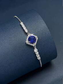 1pc Fashionable & Luxury 925 Sterling Silver Cubic Zirconia Women Bracelet, Suitable For Daily Wear, Party, Wedding, Anniversary - Elegant Jewelry Gift For Women