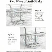 YASONIC Shower Caddy Hanging - Never Rust Shower Organizer - Aluminum Over The Shower Head Caddy With 10 Hooks For Razor Sponge - Shower Rack With Soap Basket - Silver - 如圖 - 查看 6