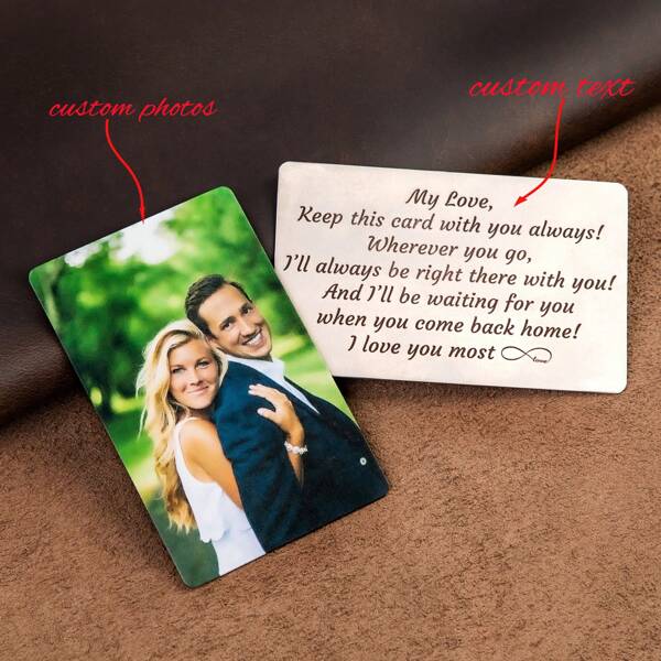 1 Piece Personalized Wallet Photo Card For Boyfriend, Custom Metal Wallet Card, Engraved Wallet Card With Picture, Christmas Gift For Him Or Her - Laser Engraved Photo Love Note Card,Back To School,School Supplies