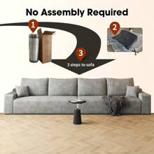 140" Cloud Sectional Couch Modern Modular Sofa With Deep Seat Upholstered Couches For Living Room Bedroom No Assembly Required Grey Plush Corduroy Fabric - 4 Seater(Grey) as pic - View 5