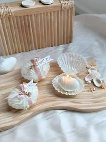 10件套（包含1个贝壳形香薰蜡烛+1个贝壳礼盒+1条婚礼丝带+1个吊坠+1个标签）/ 10件贝壳香薰蜡烛装饰套装，仿珍珠蜡烛套装，婚礼派对桌面装饰蜡烛，薰衣草香味，大豆蜡，蜡烛置于带丝带卡片的亚克力盒中，适用于婚礼、节日礼物、家居装饰、万圣节、情人节、生日派对、房间装饰、毕业礼物 - 彩色 - 查看 7