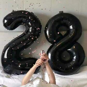 32 英寸黑色充气数字气球 0-9，1 件数字 1 氦铝箔气球，聚酯薄膜超大数字气球用于生日派对装饰、结婚纪念日氦铝箔数字气球