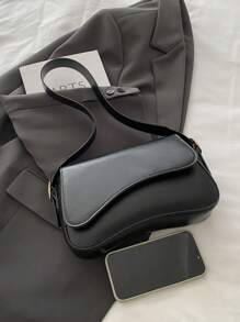 Bolso de solapa para el hombro de unicolor minimalista, bolso transversal clásico con textura para mujer