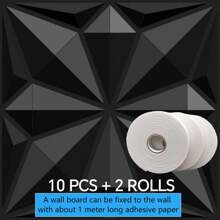 NKEN Panouri de perete 3D Art în design de diamant. 29,4 x 29,4 cm, alb mat/negru. Material, inodor, ușor, ușor de instalat, rezistent la foc, impermeabil și la umezeală, potrivit pentru decorarea pereților în case, camere, băi, dormitoare și camere de zi.