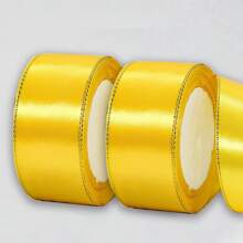 Paquete de 2 piezas de cinta dorada de 4 cm de ancho y 21 m de largo, para manualidades en ramos de rosas, decoración de tartas y cajas de regalo, decoración de bodas, cinta de satén