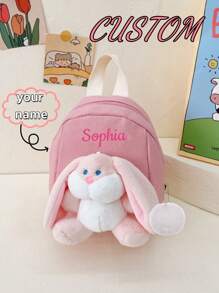 Customized Bags With Personalized Names Or Holiday Messages. Customize Your Own Backpack, Mini Cartoon Casual Cute Rabbit Backpack School Bag, You Can It Names, Letters, Lucky Numbers, Etc. Is Perfect For Daily Adaptation To School, Dance Classes, Travel, And Birthday Gifts Friends Daughters. It'S Unforgettable. Packaging, Christmas Gifts, New Year Other Prints Are Placed Randomly.,Multi-Functional,Ornamental,Letter,Stylish,Modern,Colorful,Cute,Adorable,Casual,Custom,Personalised,Unique,Customized,Ideal Gifts For Him,Ideal Gifts For Her