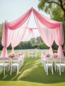 1 Cuộn Vải Tulle Organza Mỏng, Trang Trí Lễ Cưới, Vải Voile Thụy Sĩ để Trang Trí Ghế Cưới, Vật Dụng Cưới, Tự May Vải Tulle để Trang Trí Lễ Cưới, Vật Dụng Tiệc Cưới, Vải, Trang Trí Tiệc Cô Dâu - Hồng - Xem 3