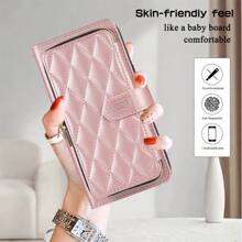 Crossbody Wallet Case For IPhone 16 15 14 13 12 11 Pro Max 7 8 Plus SE 2020 SE 2022, PU Leather Zipper Handbag Purse Flip Cover, Kickstand Folio Case With Card Slots Holder Wrist Strap Lanyard - 玫瑰金 - 查看 7