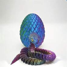 Juego de huevo sorpresa y serpiente impresos en 3D con articulaciones con bisagras - Decoración de escritorio colorida para el hogar y la oficina, apta para diferentes decoraciones de habitaciones, genial para regalos de Halloween, Navidad y Acción de Gracias. Color de ojos aleatorio