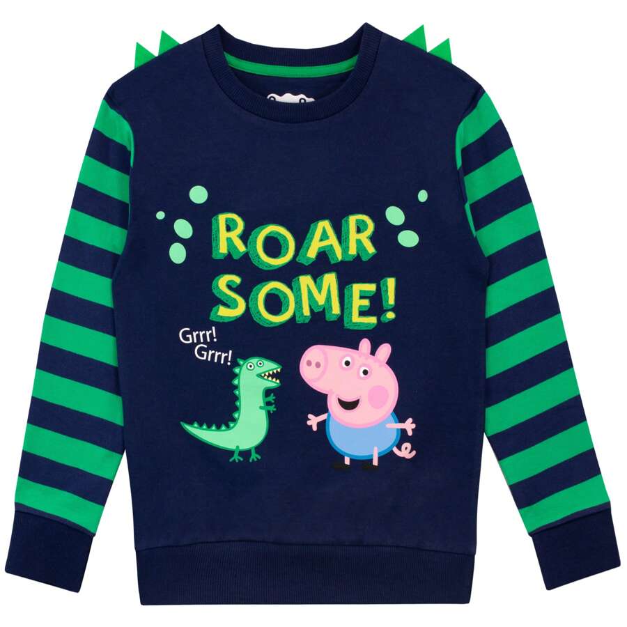 Peppa Pig Sweatshirt | George Pig Boys' Sweater With Soft 3D Spikes | Kids' Jumpers - Blue - View 1