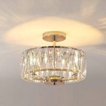 Gold Crystal Semi Flush Mount Chandeliers, 12.5" K9 Chandeliers 3-Light Ceiling Metal Pendant Fixture G9 Base For Living Room Bedroom Kitchen Island Hallway Dining & Brass Finish,K9 Crystal Gold Chandelier Ceiling Lighting ,Lamp Living Room Bedroom Simplicity Modern Crystal Ceiling Chandelier,Ceiling Light Chandeliers Round Shape Ceiling Lights Chrome Finish Ceiling Gold/French Gold/Argent ﻿ - Vàng Pháp - Xem 5
