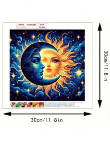 Kit de pintura de arte de diamantes con sol y luna, kit de pintura de diamantes completa redonda, kit de arte de diamantes 5D DIY para regalo y decoración de paredes del hogar