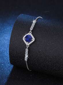 1pc Fashionable & Luxury 925 Sterling Silver Cubic Zirconia Women Bracelet, Suitable For Daily Wear, Party, Wedding, Anniversary - Elegant Jewelry Gift For Women