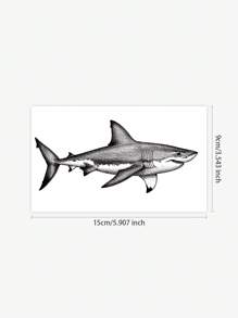 1/2 Pcs Waterproof, Sweat-Proof, No-Reflection Classic Shark Temporary Tattoo Stickers, Suitable For Fashionable People In Daily Use - Black - View 3