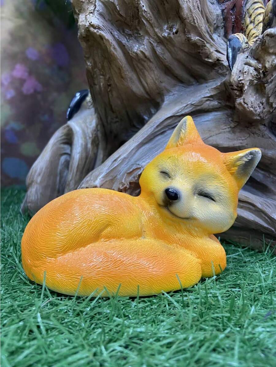 1 件创意狐狸树脂雕像装饰，酷炫阴影人物雕塑，无需电力，适合家居装饰和鱼缸微景观