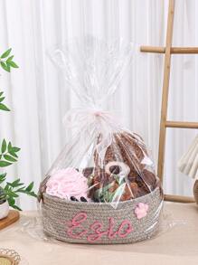 1pc Customized Handmade Woven Storage Basket, Suitable For Bathroom, Bedroom, Living Room, Kids Toys, Pet Supplies, Wedding Decor, Valentines Day, Halloween, School Season, Home Storage