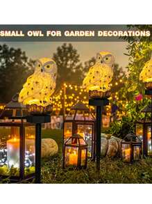1 Solar LED Resin Owl Courtyard Decorative Light, Semi Embedded Floodlight With Light Sensor, Detachable Fixing Device, Solar Powered, Including Installation Hardware, 600mAh Nickel Battery - Decorative Lawn Light For Garden, Courtyard, Trail, Owl Solar Lights, Outdoor Garden Lighting For Pathway, Yard, Patio - Warm Light - View 3