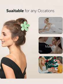 6pcs Retro Simple Matte Colorful Floral Square Hair Clips For Women, Daily Hairstyle, Shower, Updo, Hair Accessory, Fashion, Versatile, Suitable For Valentine's Day, New Year, Ramadan, Mother's Day, Pride Month, Back To School, Easter Gifts