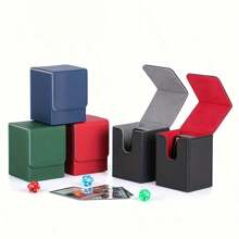 1pc - High End Stacked Card Vertical Storage Box High End PU Multi-Color Fabric Board Game 100 Card Capacity Card Storage Box Card Game Storage Stacked Storage Box Storage Bag