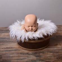 Photography Prop, Wooden Bucket Basket Suitable For Photography,Shooting Background Nest,Solid Wood Material With A Vintage Wood Color,Diameter 35cm / 13.78inch, Height 16cm / 6.30inch, Paired With A Basket Filler Stuffer For Use. Baby Shower Easter Gift Sthings For Girls/Boys