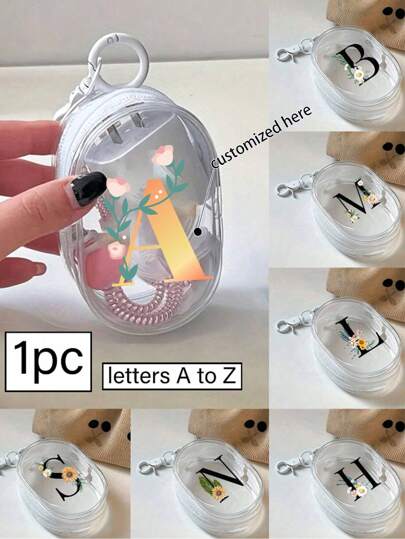 Personalized Name Text Portable Mini Transparent Zipper Storage Bag, Small Multi-Functional Organizer Pouch, Earphone And Charger Storage Box