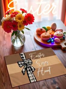 1 件/4 件/6 件复活节装饰餐垫，兔子和黑/白格子亚麻布餐垫，耐脏，适用于家庭、餐厅、餐馆、桌面装饰、家居用品