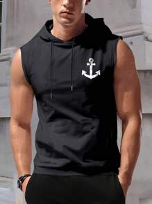 Lonblece Summer Men's Sleeveless Hooded Tank Top, Brand Hooded Tank Top, Sports
