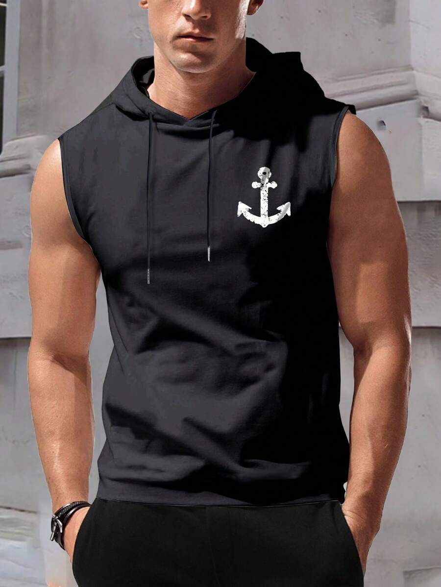 Lonblece Summer Men's Sleeveless Hooded Tank Top, Brand Hooded Tank Top, Sports