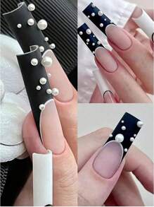 Caja con perlas medias blancas de 1,5/2/2,5/3/4/5 mm de espesor para decoración de uñas DIY y uso profesional, maquillaje facial y manualidades - Blanco - Ver 6