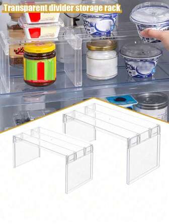 1 件冰箱收纳架，冰箱分层分隔架，冰箱可堆叠储物架，透明多层容器，适用于橱柜、抽屉和架子、厨房收纳和储物，节省空间厨房配件